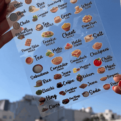 3D Waterproof Kitchen Spice Jar Label Stickers (Pack of 1 - 60 Stickers)